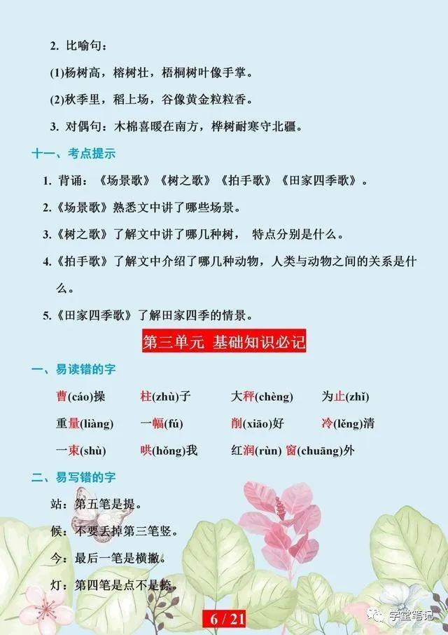 二年级语文：期末复习抓不住重点？备下这份知识点，成绩直上99