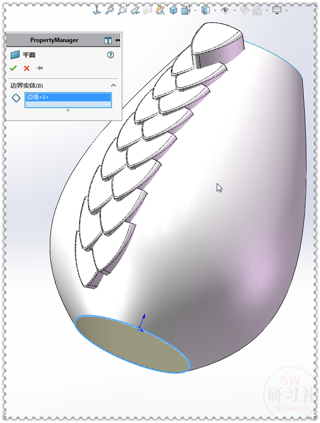 用SOLIDWORKS画个鱼鳞花瓶，绘图很简单，就是运算有点慢