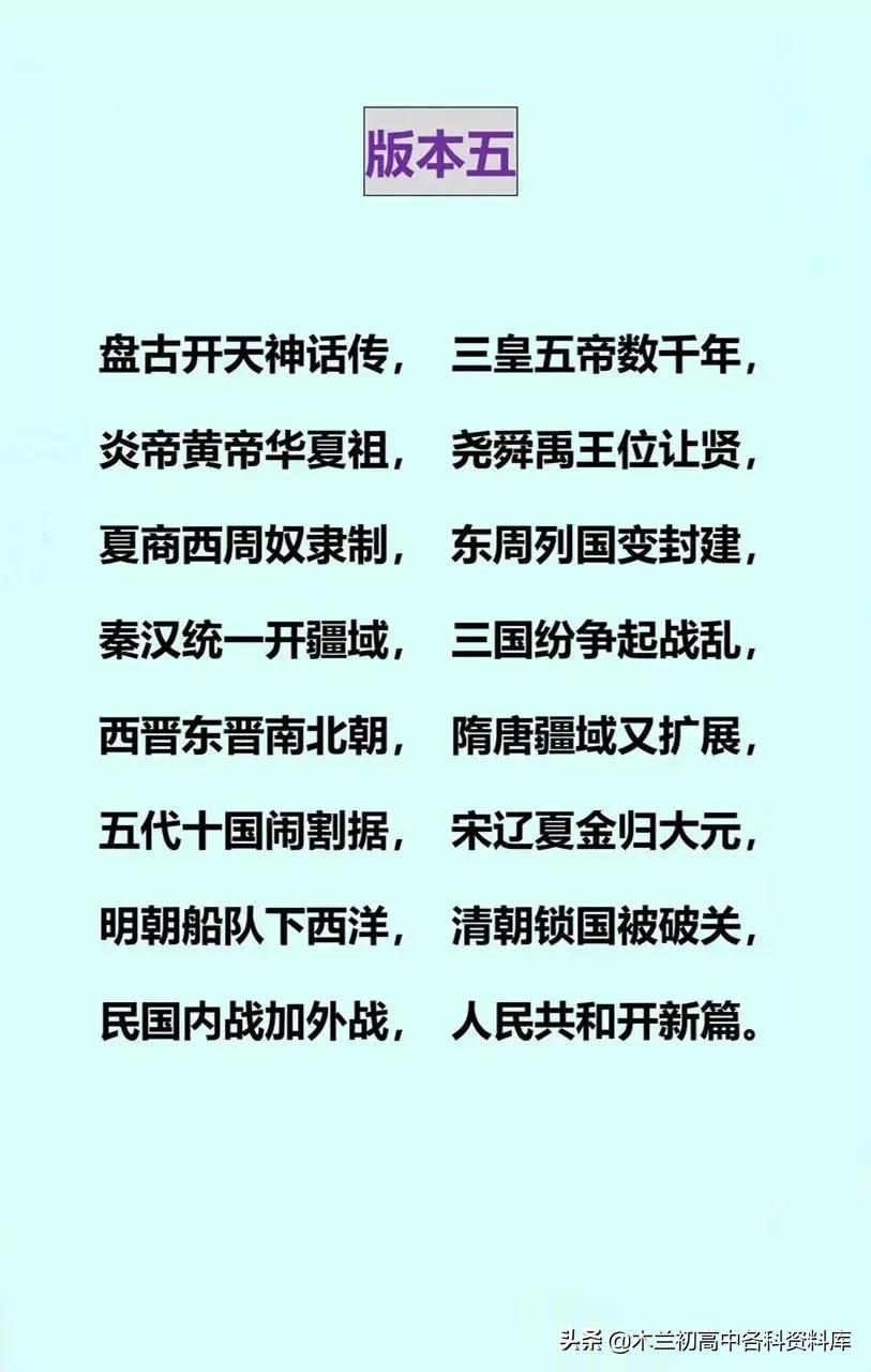 中考历史顺口溜（时间、朝代、历史大事及意义）