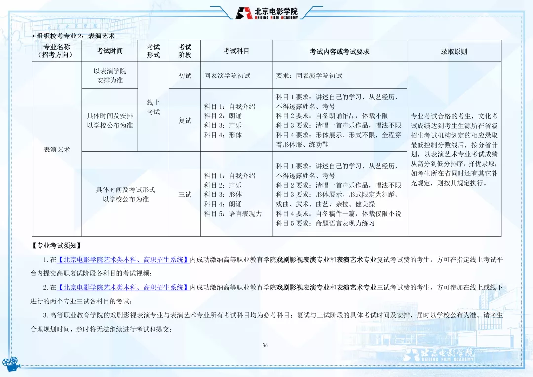 北京电影学院2022年艺术类本科、高职招生简章