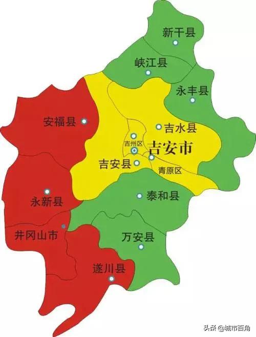 2021年吉安市各区县GDP：吉州区第1，吉水接近永丰，井冈山市垫底