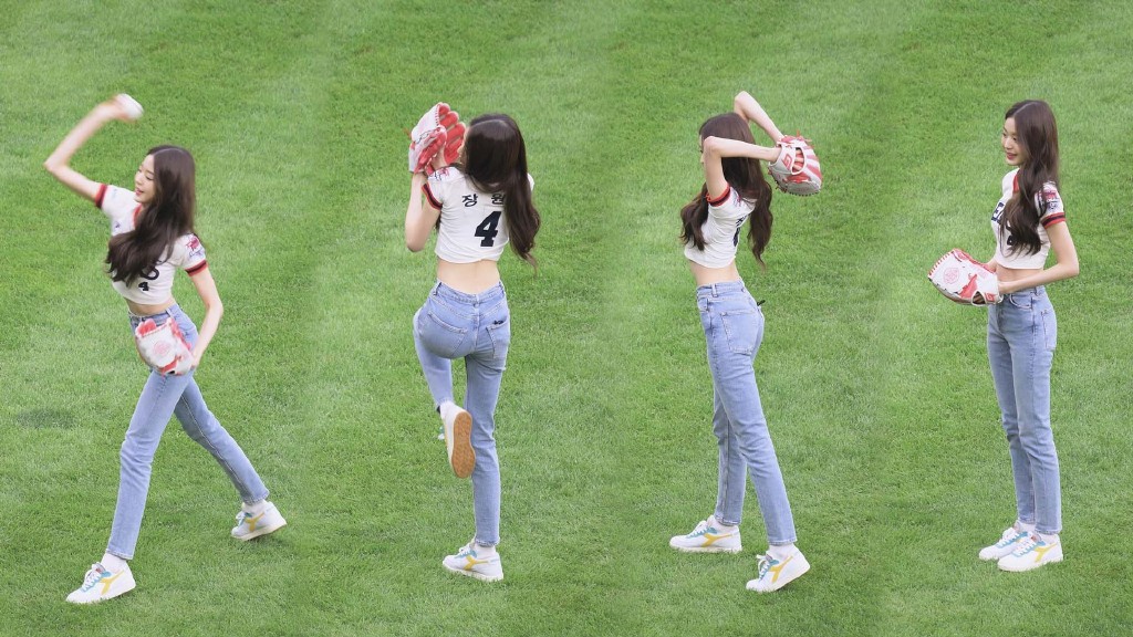 张元英为棒球联赛开球，18岁身材比例惊人？应该是P图夸张吧？