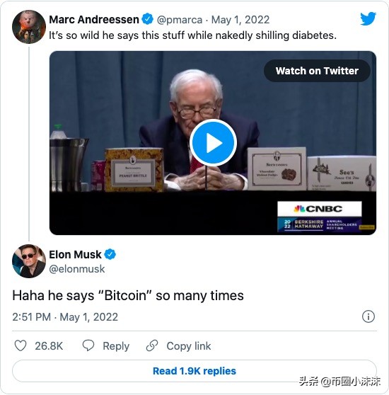 巴菲特回击比特币，声称它“不会产生任何东西”