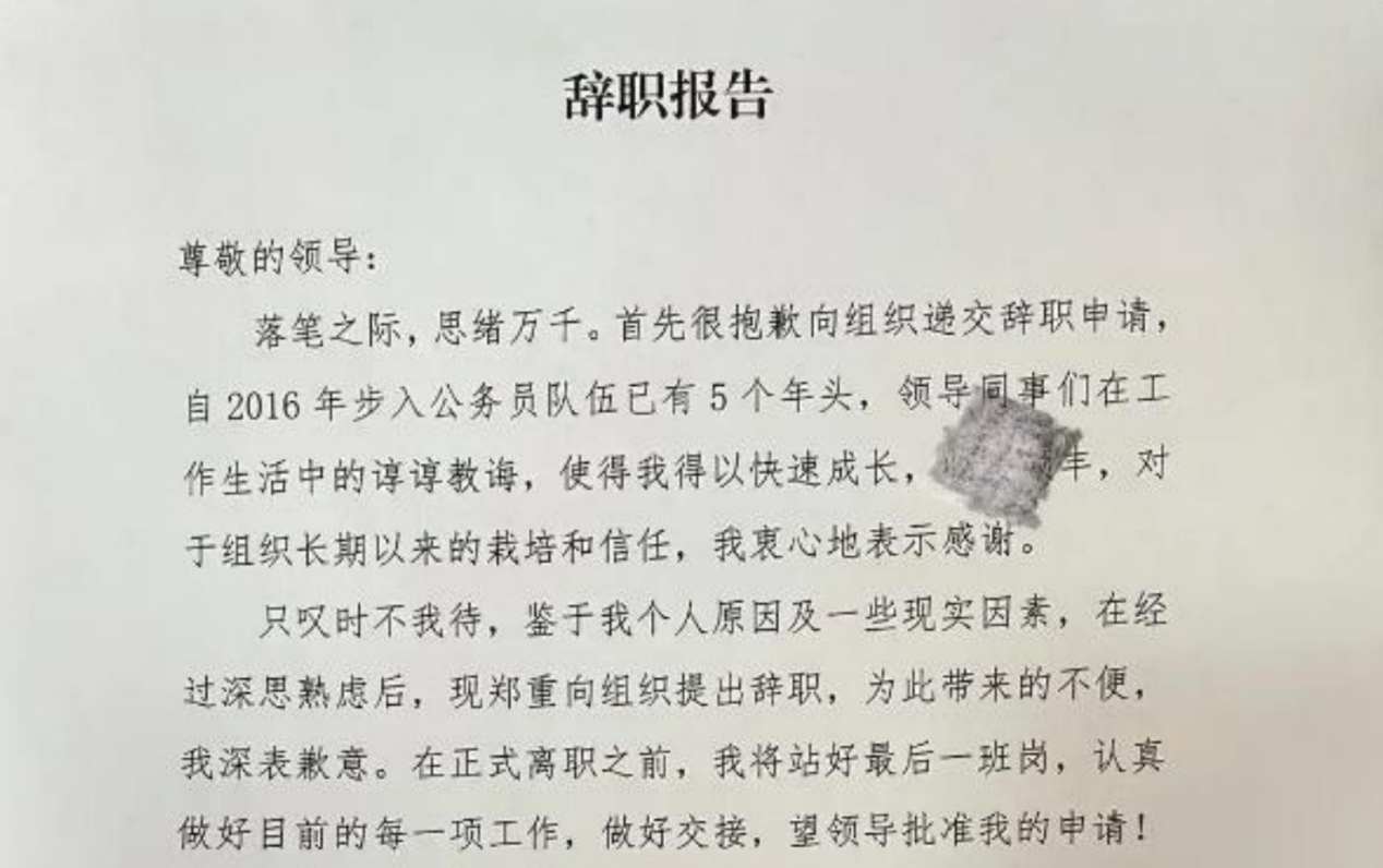 “只叹时不待我”，公务员晒出辞职信，看完内容后网友表示太现实