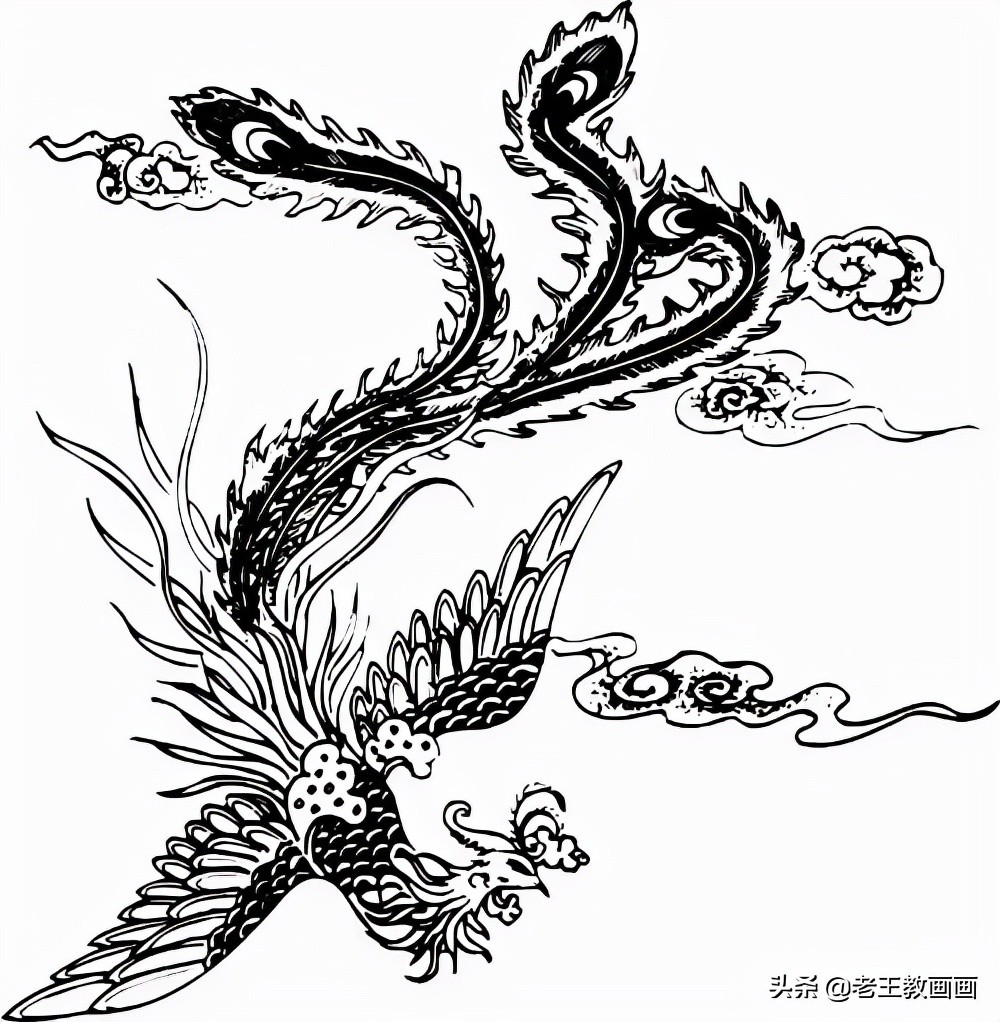 百鸟之王,凤凰手稿纹样10幅,经典实用