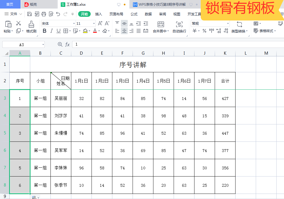 表格第8期（序号讲解）--钢板分享WPS小技巧