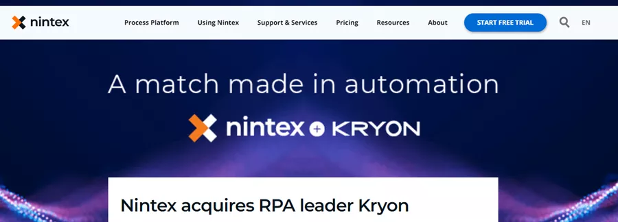 重磅!RPA领导者Nintex,收购著名RPA厂商Kryon