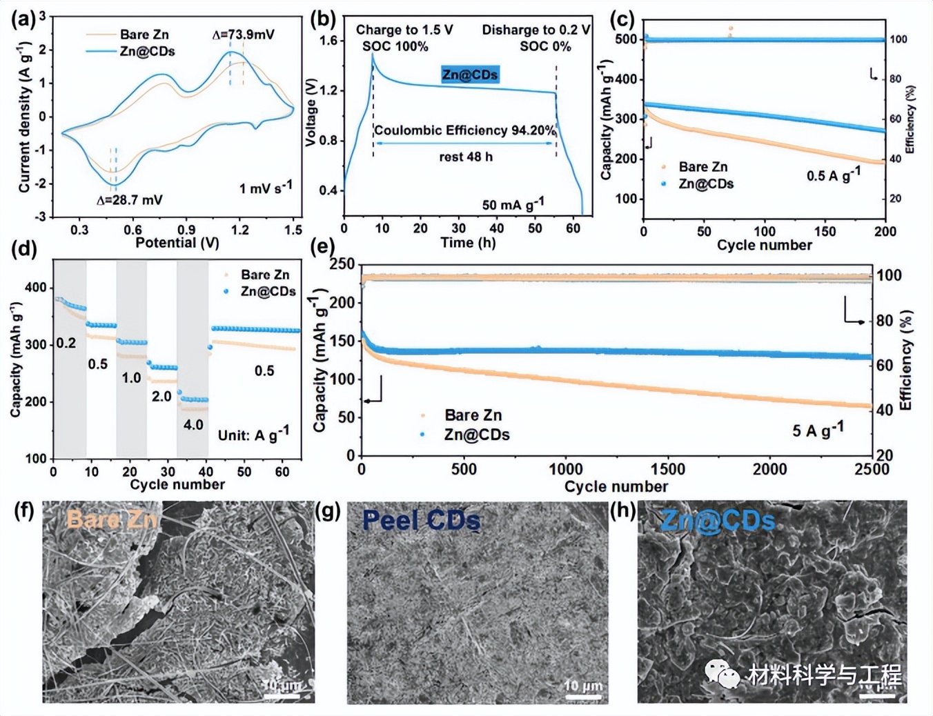 中南大学《AEM》：用于超稳定Zn电池的高产率碳点中间层