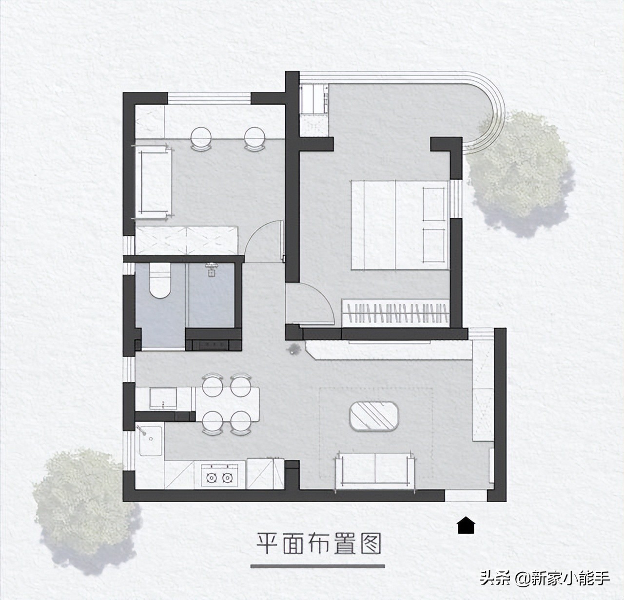64平新房，地面铺木地板，做开放式厨房，全屋无主灯设计很喜欢