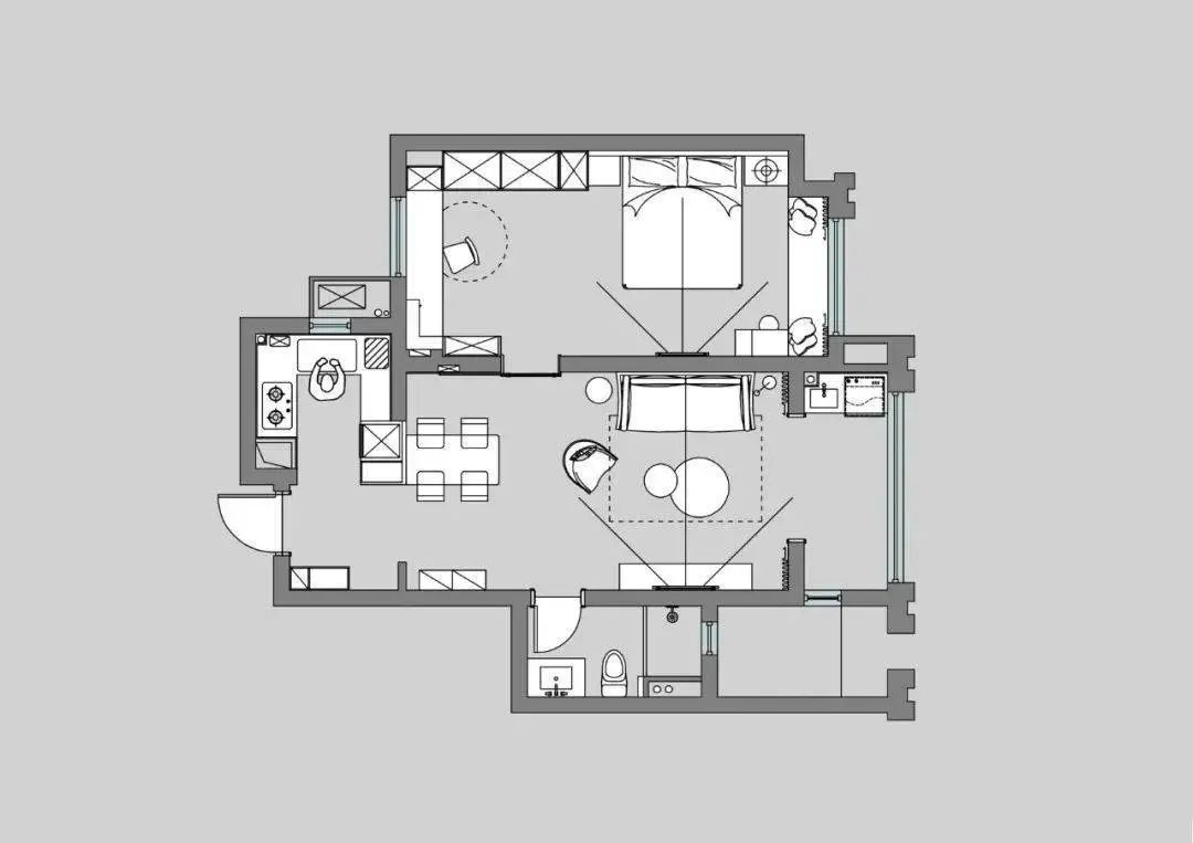80㎡二房，花5W爆改成浪漫轻奢风的一居室，实用性更强，颜值更高