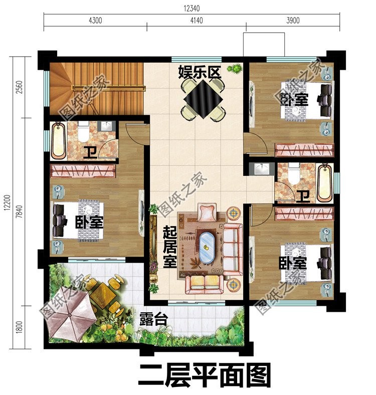 二层别墅带老虎窗设计，最经典的建房户型，空间舒适