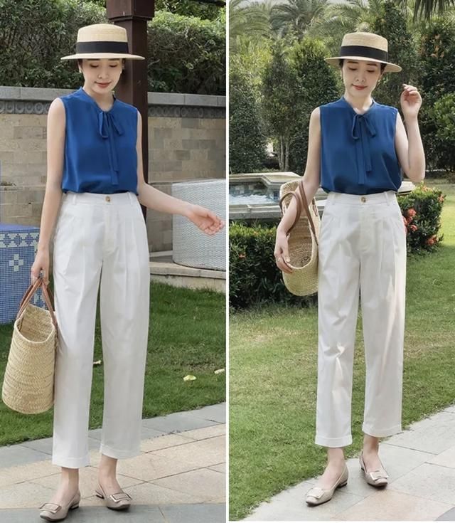 白裤子配什么颜色的上衣好看（教你4个小技巧搭配白裤子）