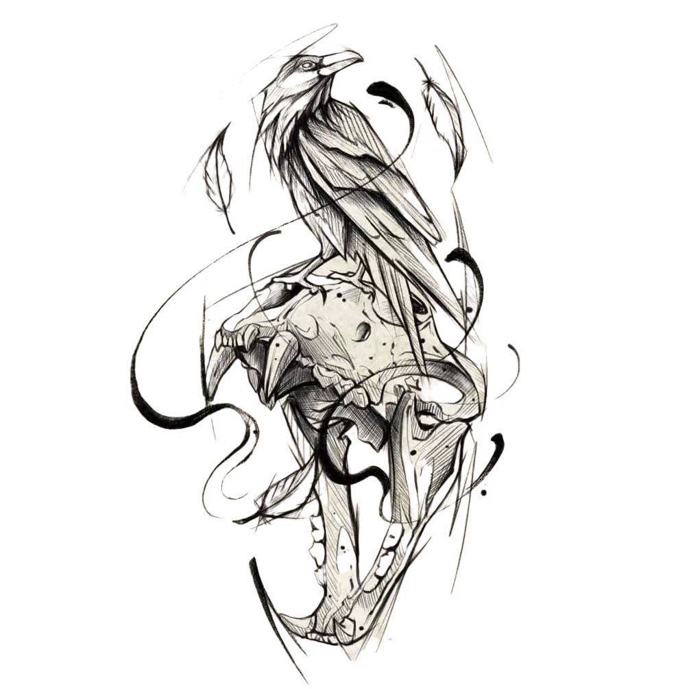 给你们最好看的乌鸦纹身手稿!暗黑纹身超好看!