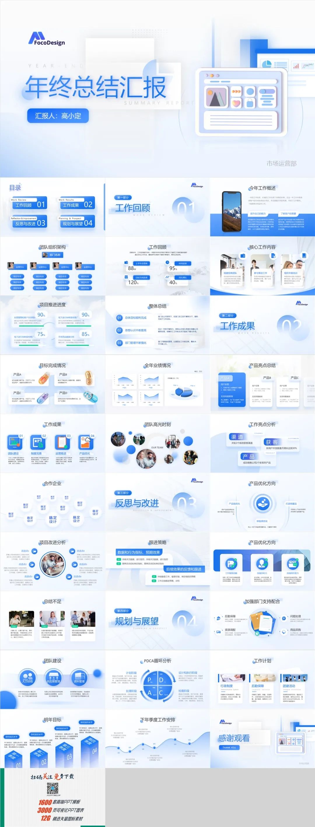 6套商务感十足年终总结PPT模板，都是经典实用的工作计划汇报PPT