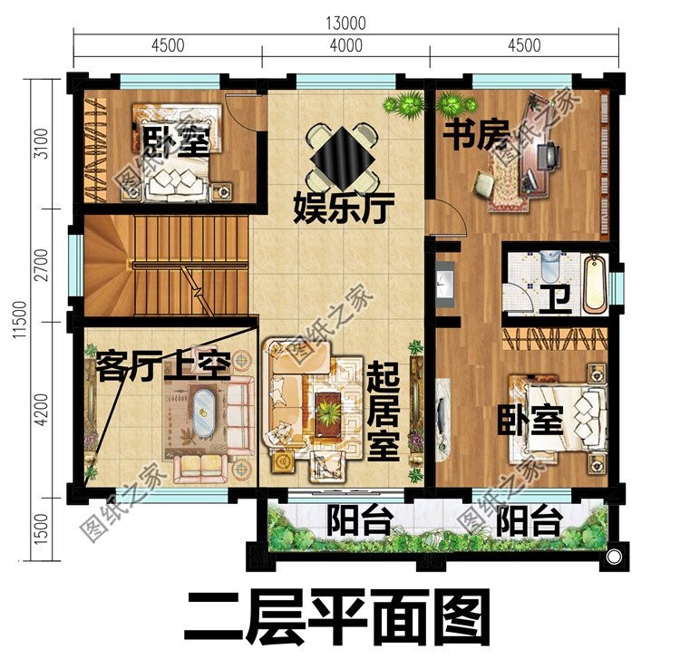 二层半别墅设计图，安静、舒适、宽敞，满足居住需求