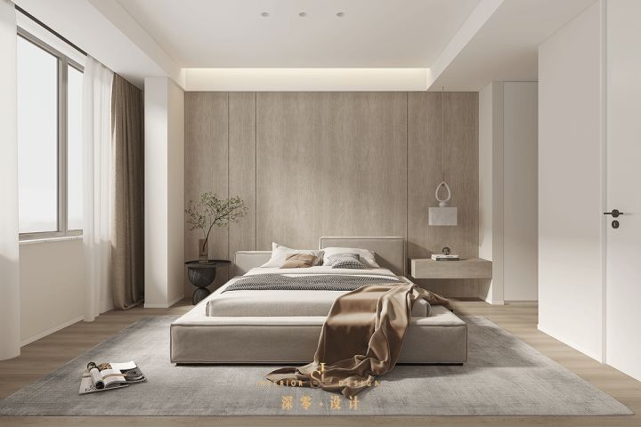 卧室使用无主灯设计的话建议使用筒灯,灯光更温和.