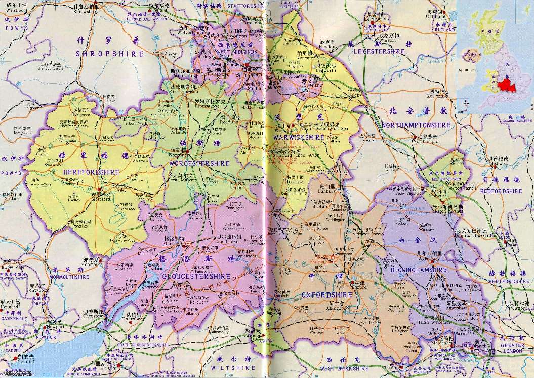 英国地图英文版超清晰(世界旅游地图揽胜—欧洲英国牛津郡)