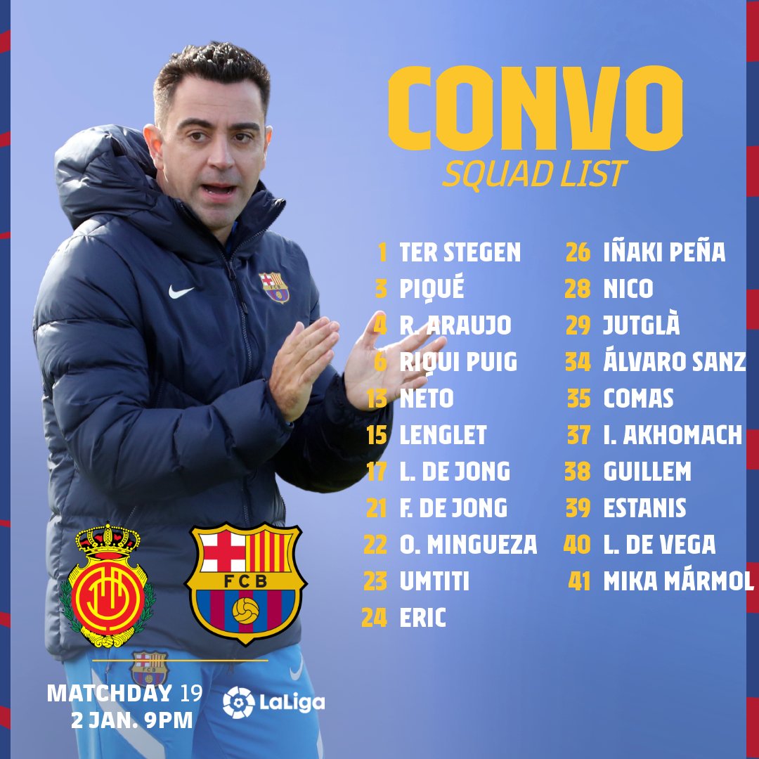 普伊奇是与马略卡一役夺回球权次数最多的球员(巴萨客战马略卡大名单