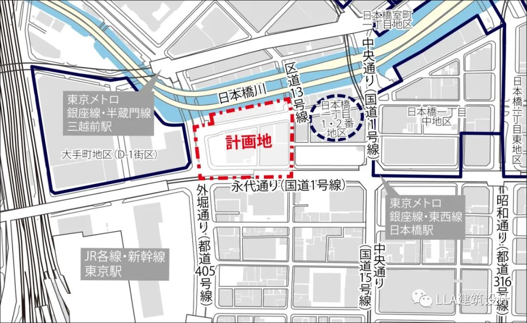 日本东京八重洲一丁目北地区滨河再开发项目 / LLA建筑设计