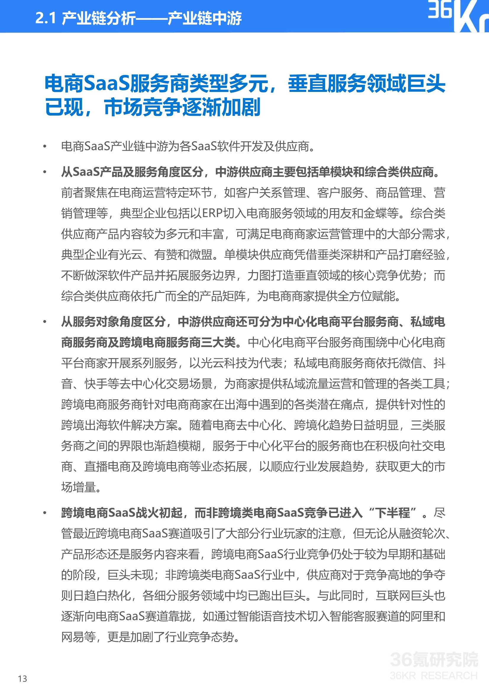 2021年中国电商SaaS行业研究报告