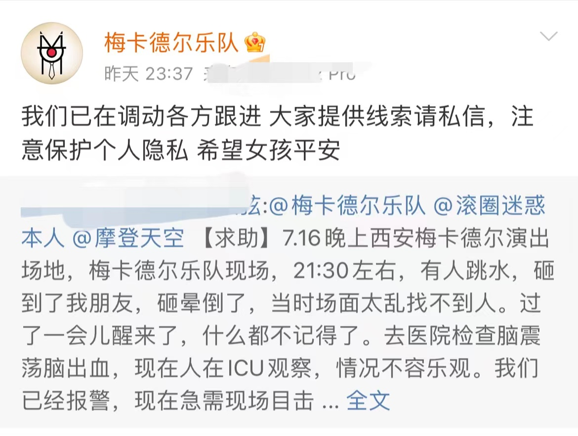 音乐节发生“人砸人”意外！乐迷被跳水者砸晕，伤情严重仍在ICU