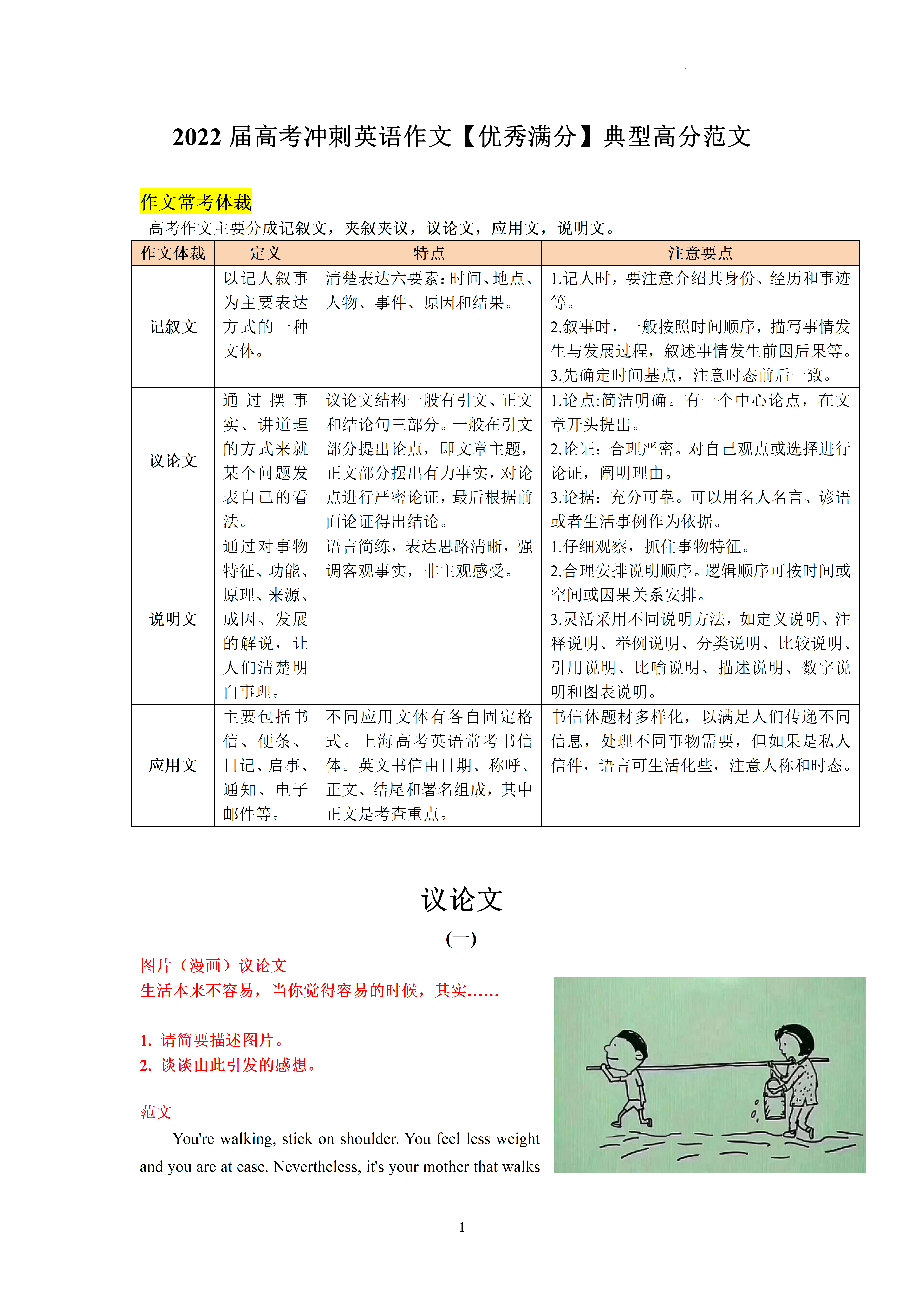 2022高考英语满分、高分优秀典型作文