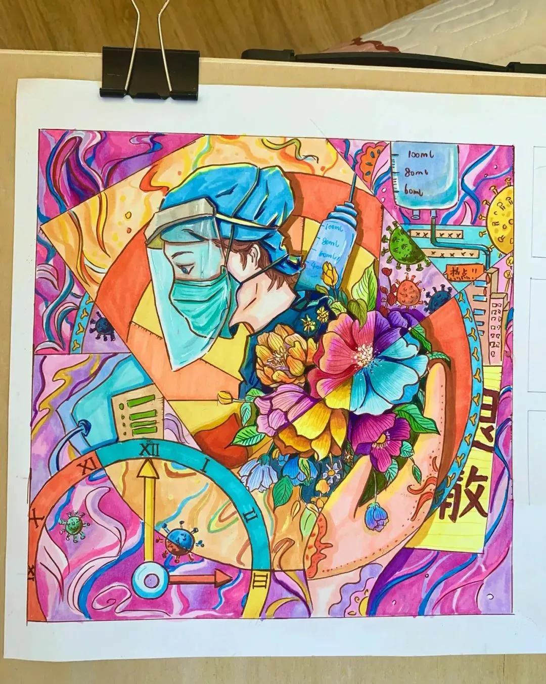 一二三四年级的疫情绘画手抄报57张抗疫情主题儿童画收藏必选