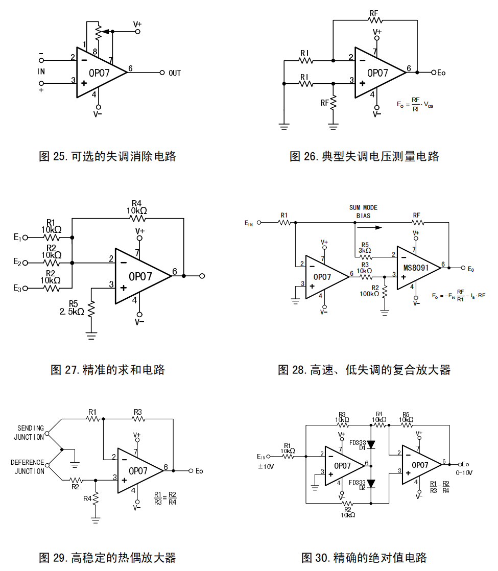 低失调运算放大器OP07