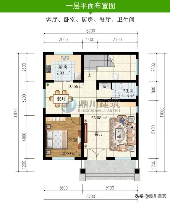 8.7×11米经济型别墅,坡屋顶+平屋顶结合,4卧2厅1书房很实用
