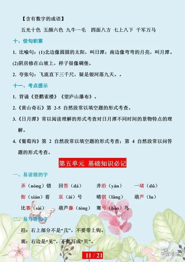 二年级语文：期末复习抓不住重点？备下这份知识点，成绩直上99