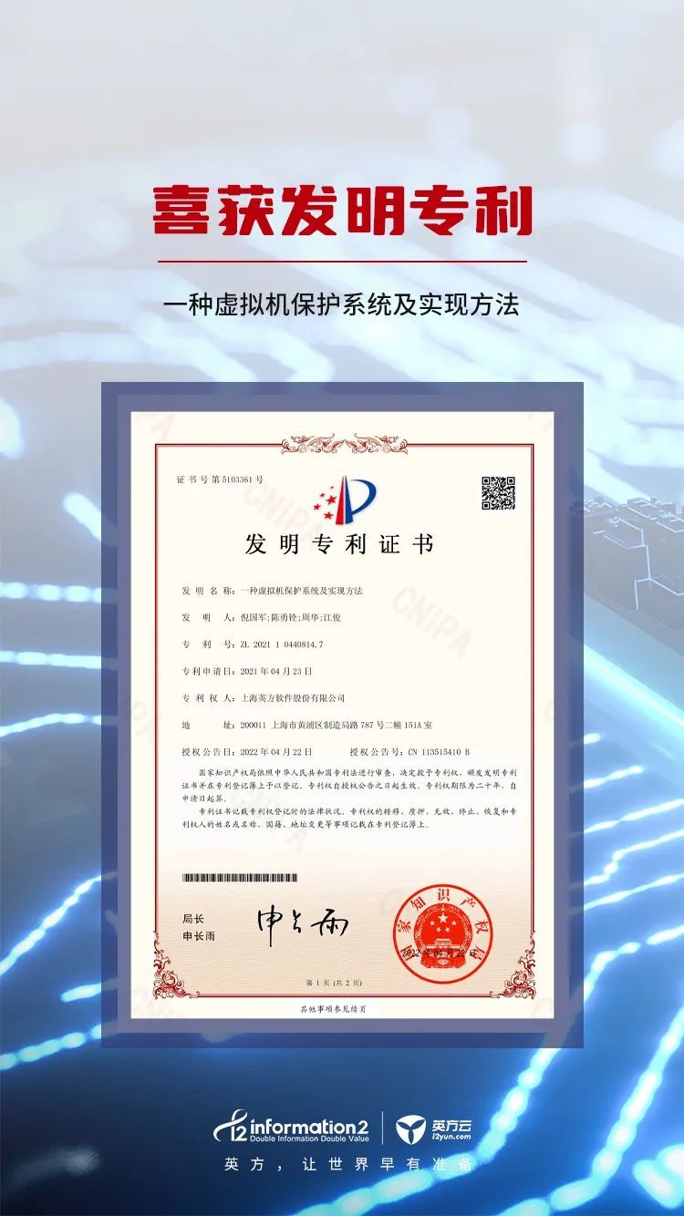 喜讯丨英方软件2022获得10项发明专利
