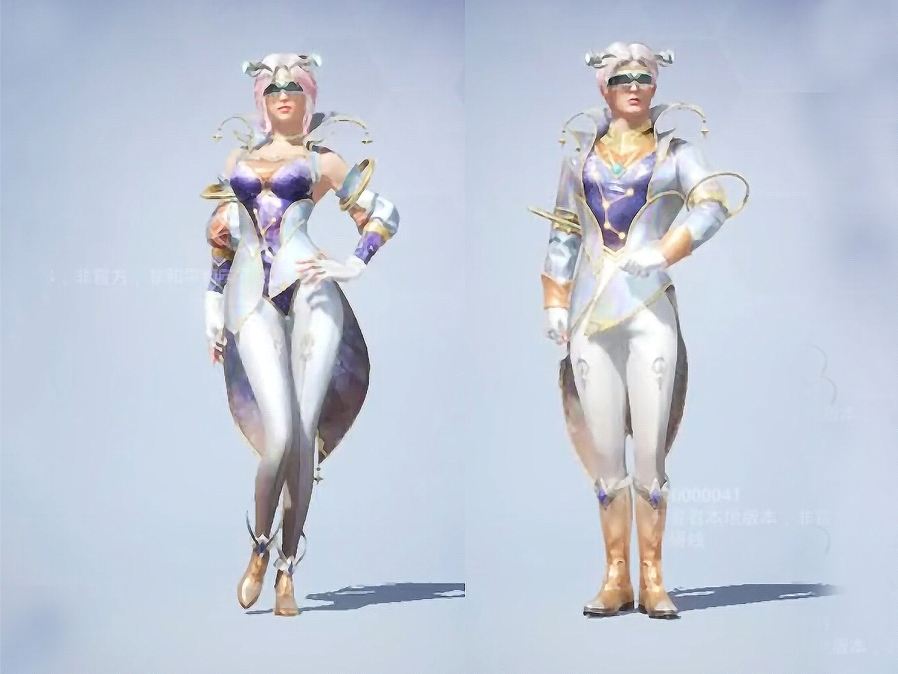 这种金色看上去更加奢华一点,紧身衣加上金色双马尾的设计,估计会大受