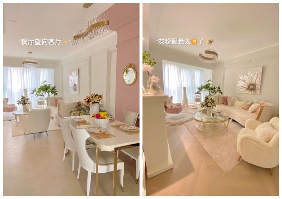 她拒绝黑白灰极简，将套内80㎡的小家装修成粉色系，网友：太好看