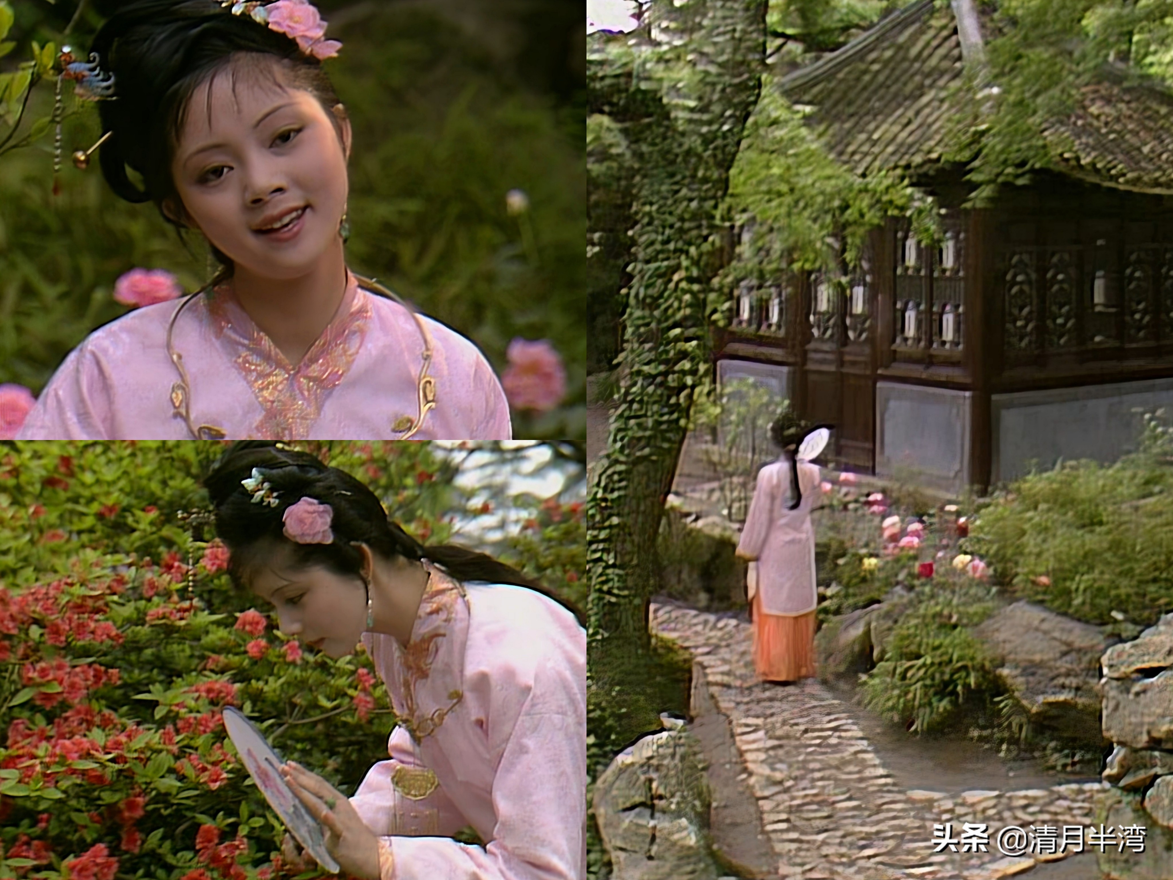 同样是演"宝钗扑蝶",张莉灵气四溢美如画,李沁木头桩子干扑腾