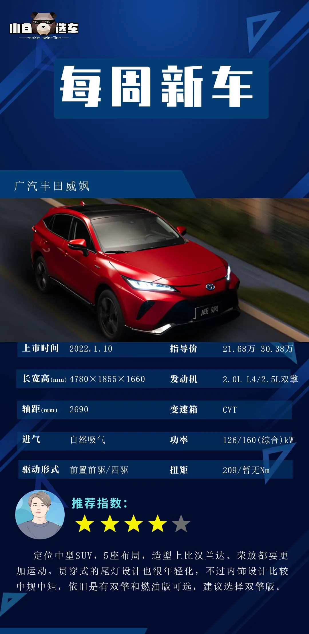 每周新车：BJ40环塔冠军版/贯穿尾灯“最美”丰田SUV威飒上市