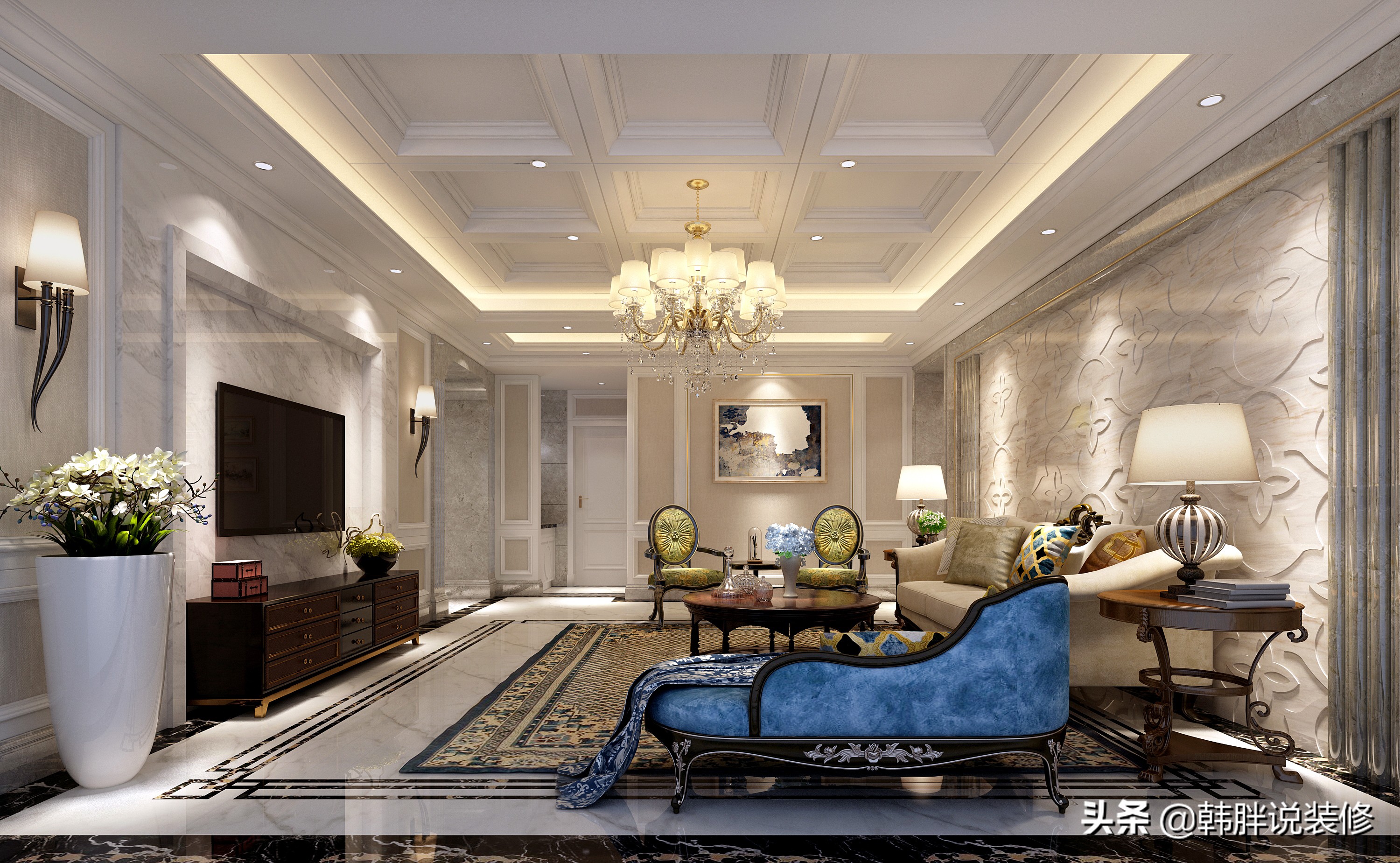 5,天花板装石膏线,不装复杂吊顶