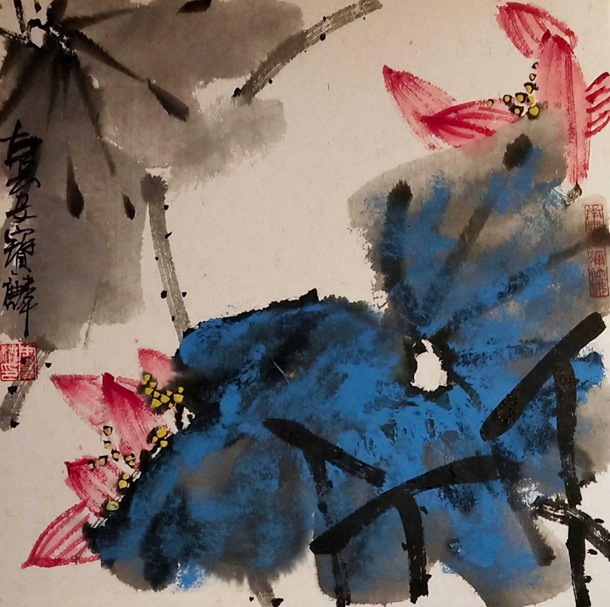 著名画家周宝麟：重彩泼墨荷花新作专题报道