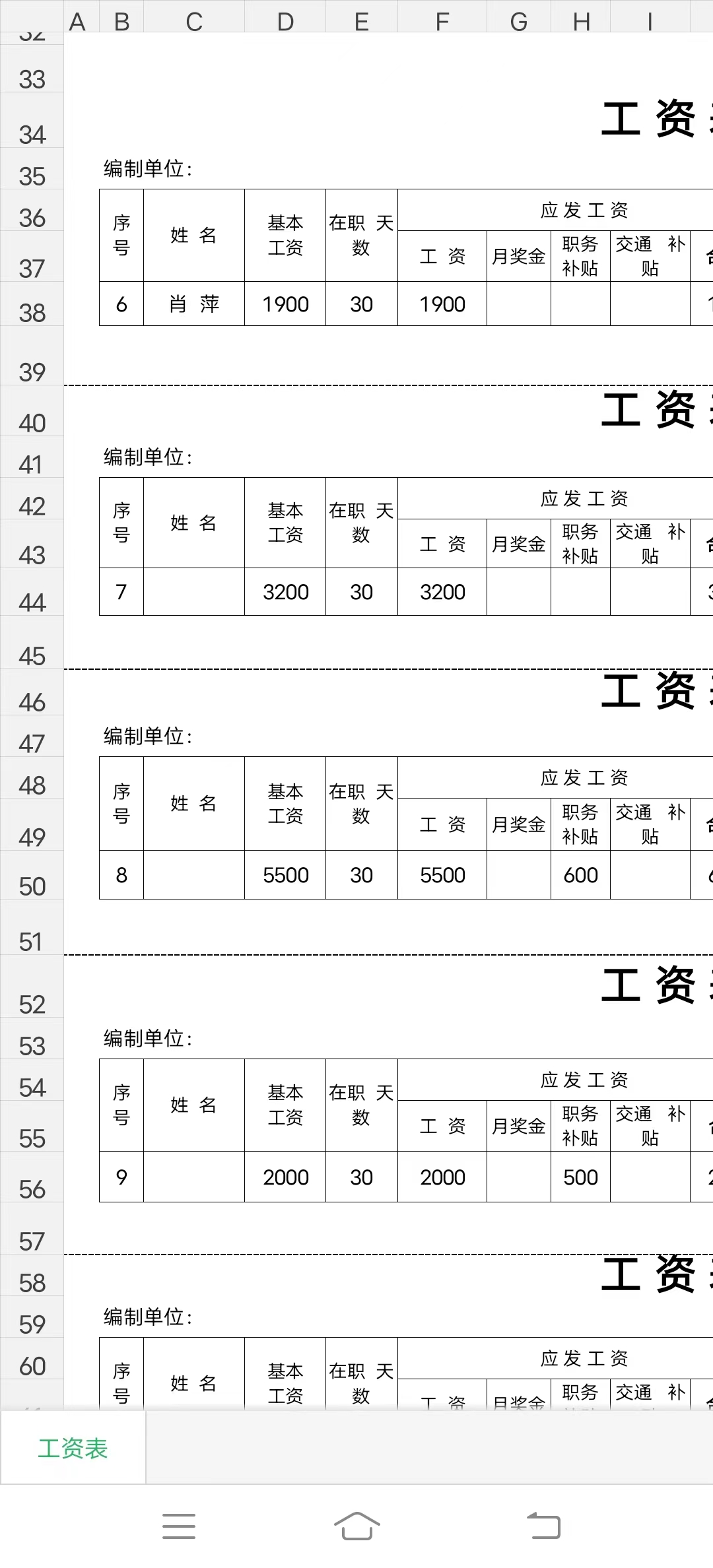 最完整工资条模板