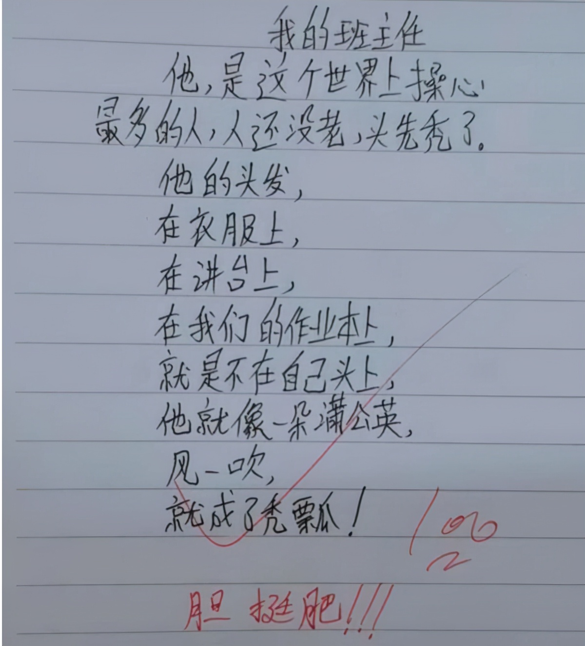 “老师的头发像蒲公英，风一吹就没了”，小学生爆笑作文引热议