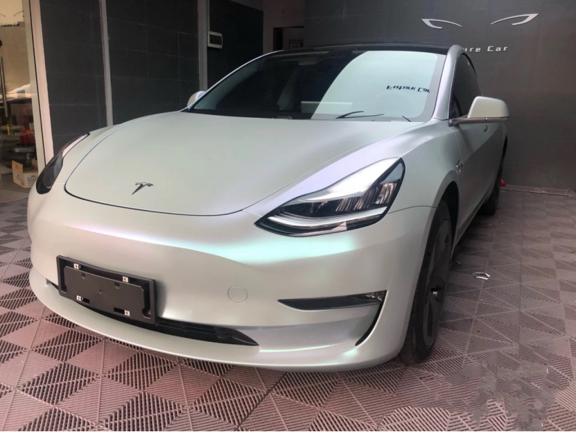 特斯拉Model 3改色哑面钻石灰魅蓝，堪称绝绝子