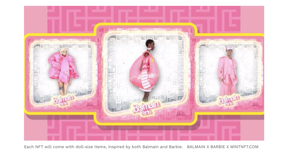 芭比娃娃正穿着Balmain的衣服踏入数字艺术世界