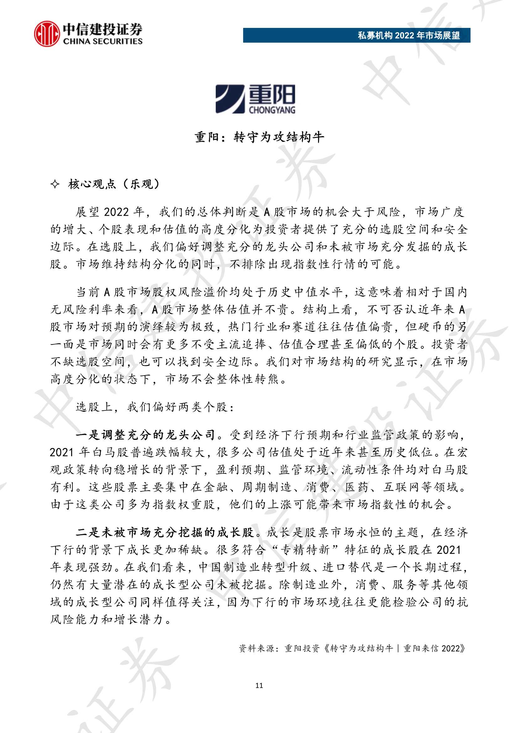 私募机构2022年市场展望（中信建投）