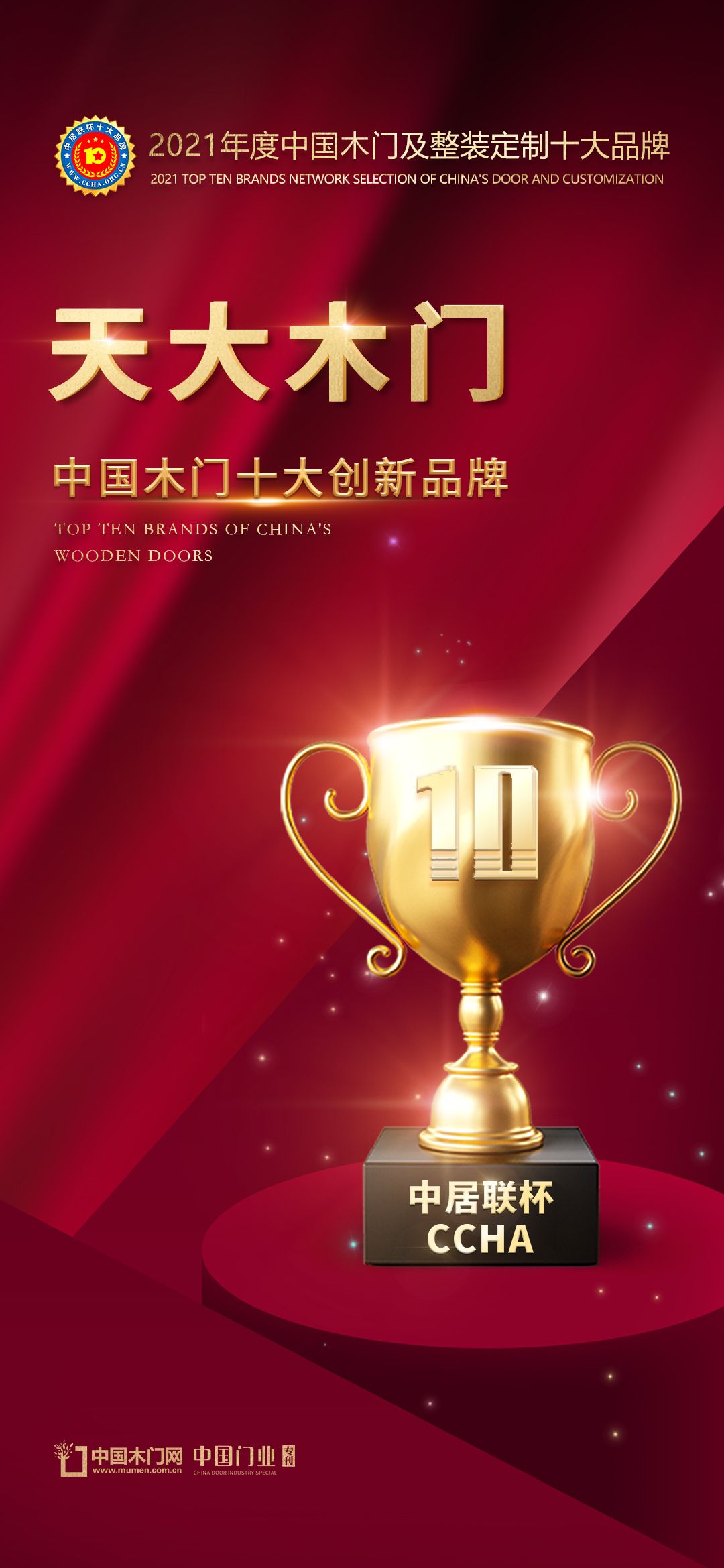天大木门荣膺2021年度中国木门十大创新品牌