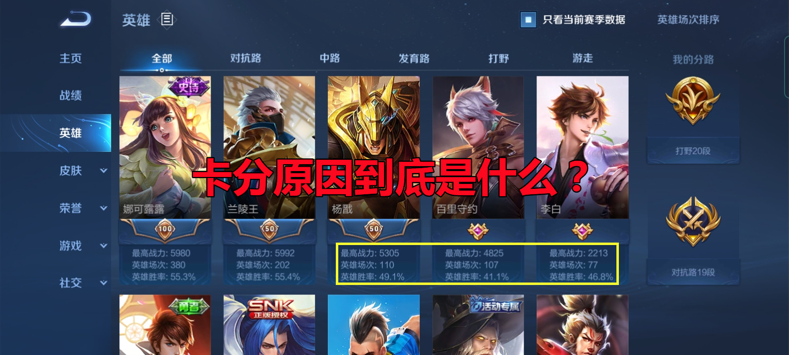 5个位置5位英雄，S26赛季想快速上分就选他们，保证不卡分