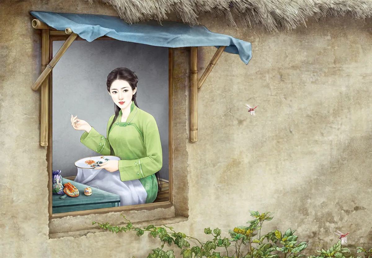 古代美女手绘图片(一组古早风的插画) - 赤虎壹号
