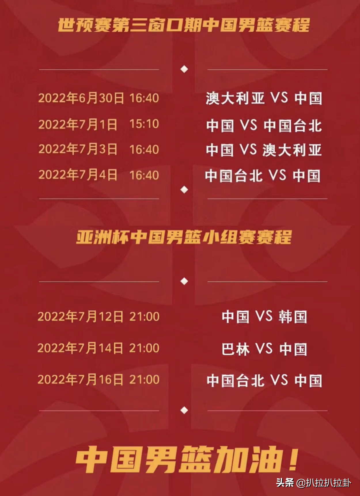 世界杯亚洲区预选赛中国队赛程时间表(中国男篮世预赛、亚洲杯小组赛赛程)