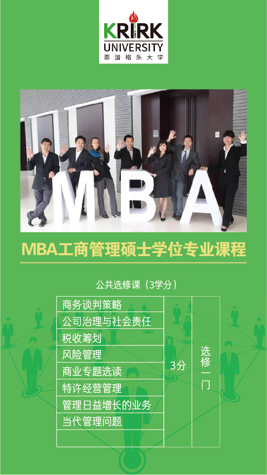 在职研究生！泰国格乐大学硕士可申请免联考专业有哪些？MBA课程