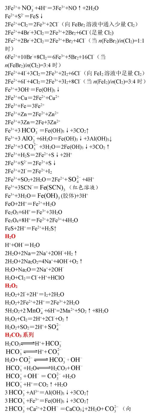 高中化学：超全化学方程式汇总，赶紧保存