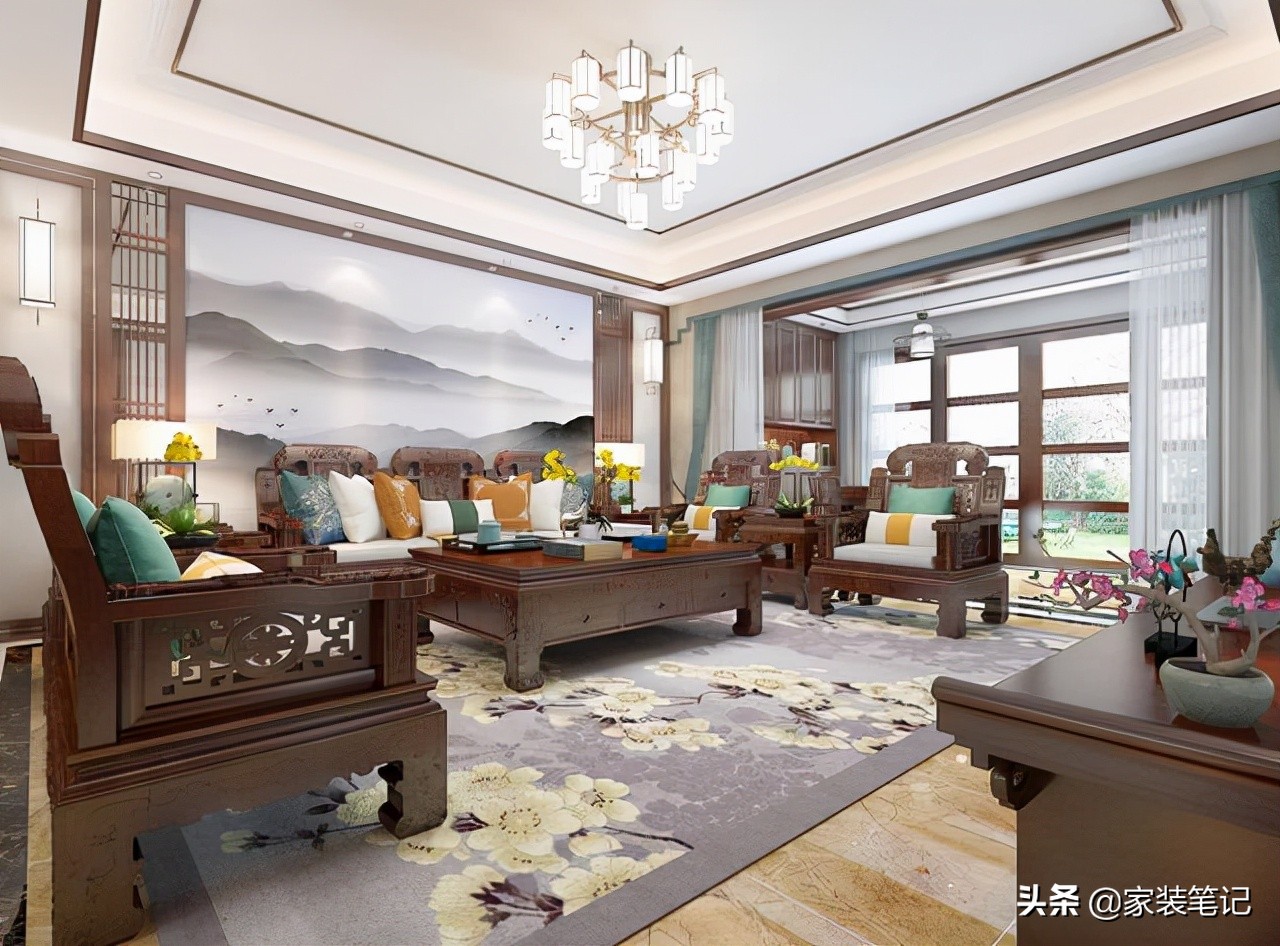 邵东夫妻中式木格栅装修效果图：端庄大气，尽显东方韵味