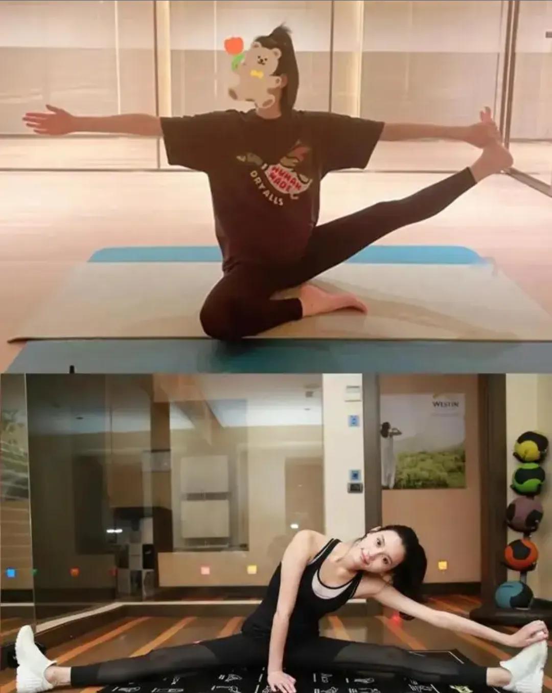 奚梦瑶晒孕期瑜伽照大肚凸显，动作标准难度大，自曝怀孕长高不少